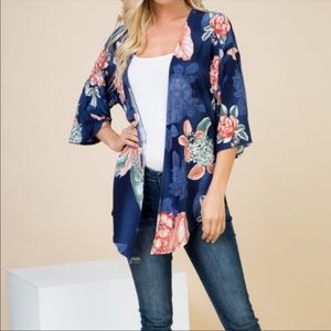 3 Pack Blue Floral 3/4 Sleeve Cardigan